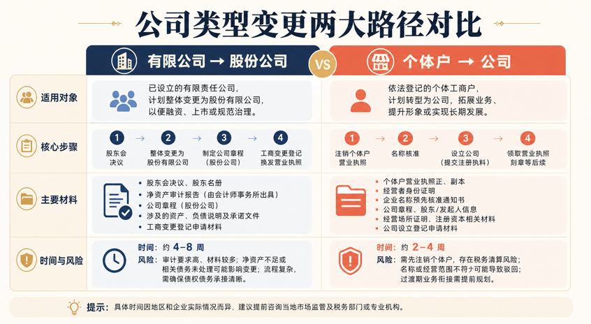 公司类型变更：有限公司变股份公司，个体户升级公司(图2)