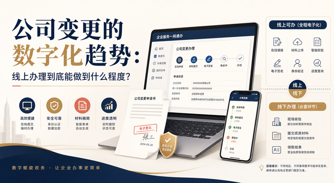 公司变更线上能办到什么程度？别