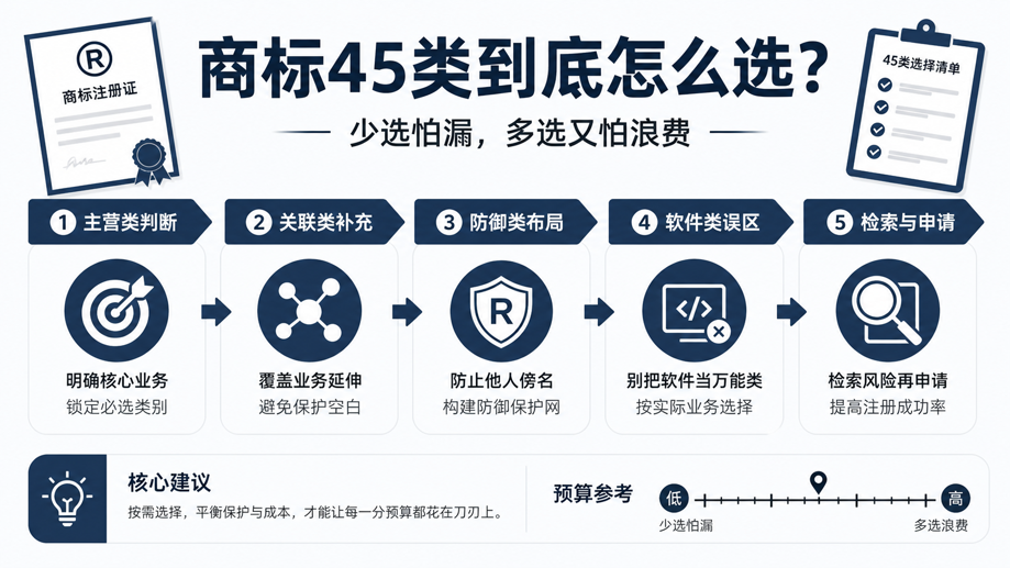 商标45类到底怎么选？少选怕漏，多选又怕浪费(图1)